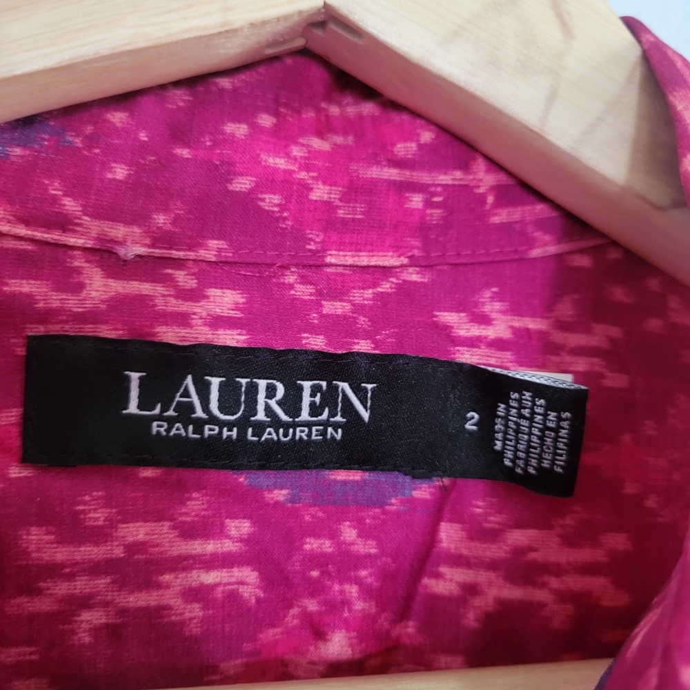 LAUREN RALPH LAUREN Size 2 Geo-Print Shantung Midi Dress - Picture 6 of 14